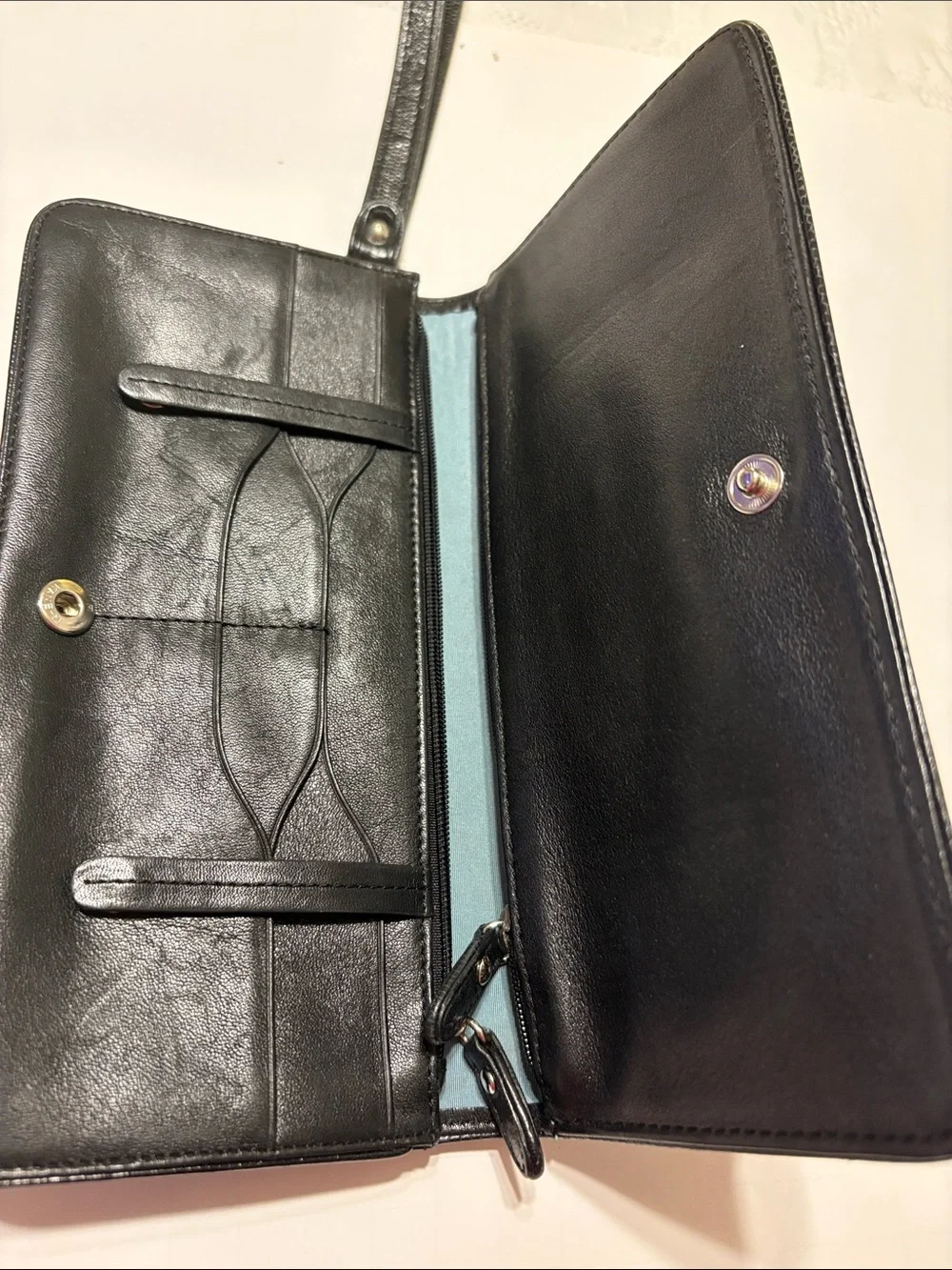 Cole Haan Black Patent Double-Pocket Wristlet Clutch